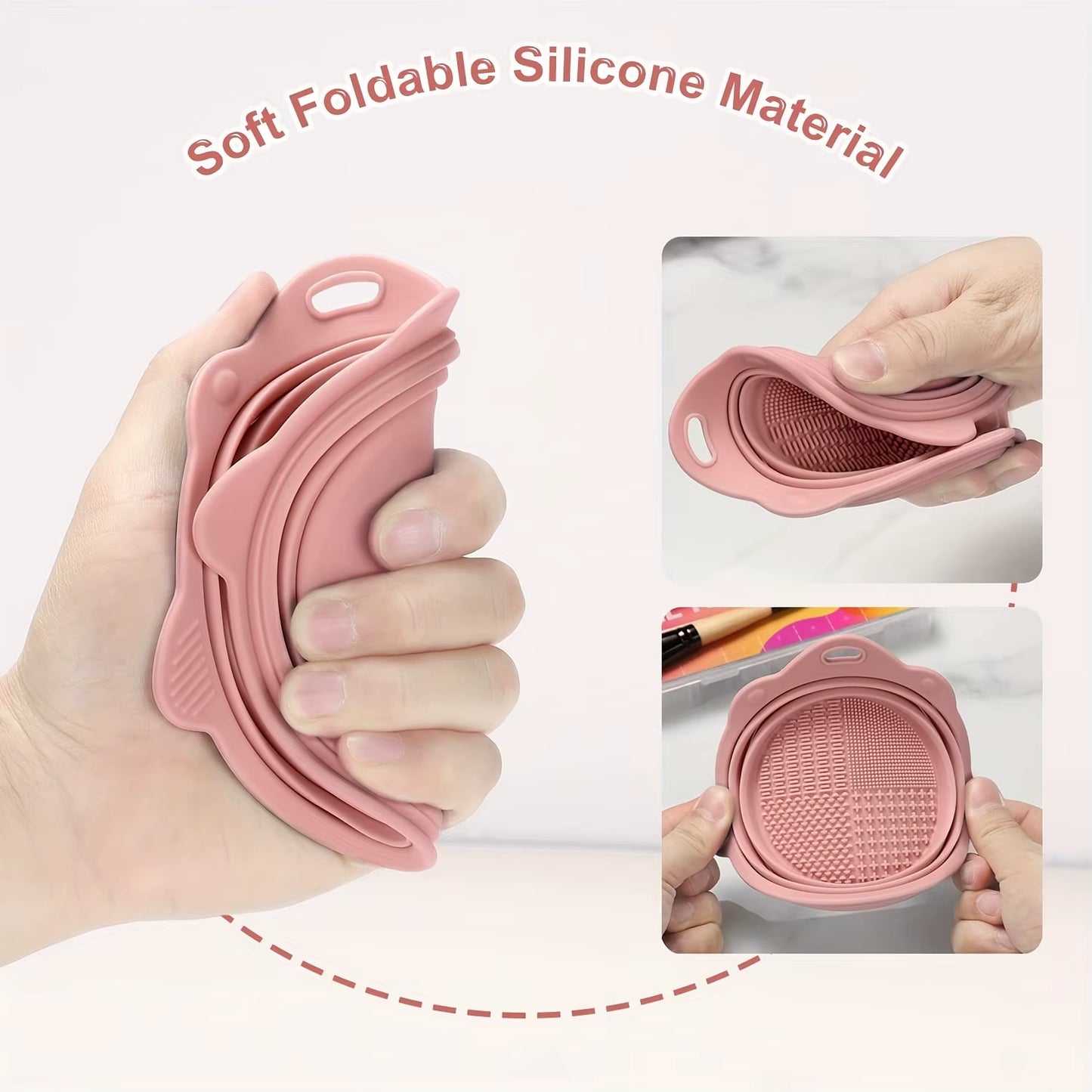 Silicone Makeup Brush Cleaning Pad - Beauty Sponge Cleaning Pad, Foldable Brush Cleaning Bowl, Portable Makeup Tool Cleaning