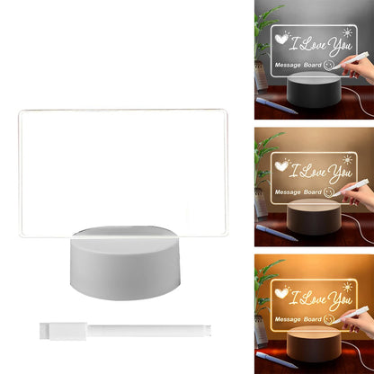 Transparent Message Board Night Light Glowing Memo Acrylic LED Ambient Lights Daily Moment Note Board Erasable Room Decor Gift